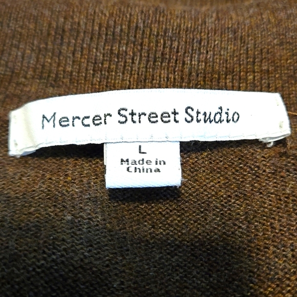 Sweater Mercer Street Studio Women Size L Brown Shell w/ Cream Trim Holiday - Picture 11 of 14